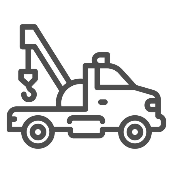 Tow truck with crane line icon, heavy equipment concept, tow car sign on white background, Car towing truck icon in outline style for mobile concept and web design. Vector graphics. — Stock Vector