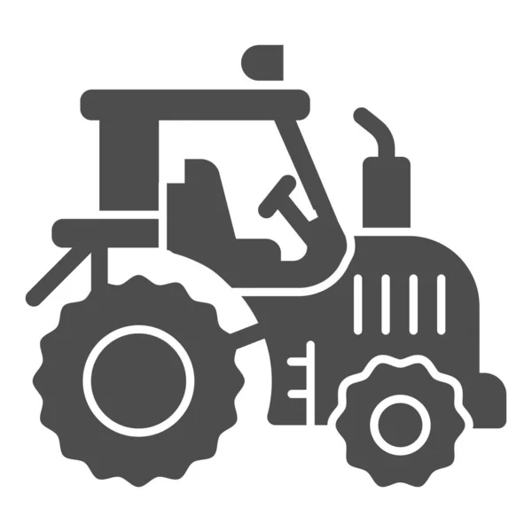 Твердая иконка трактора, концепция тяжелого оборудования, знак машины фермера на белом фоне, иконка трактора в глифическом стиле для мобильной концепции и веб-дизайна. Векторная графика. — стоковый вектор