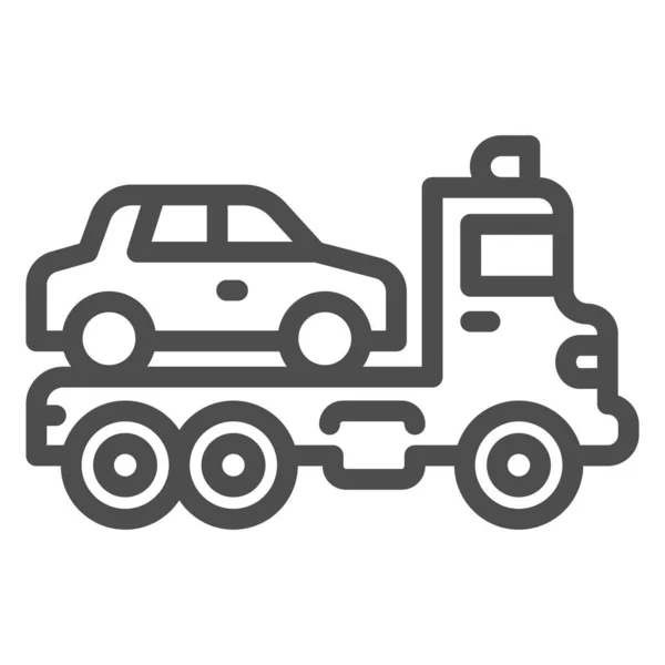 Sleepwagen met auto lijn pictogram, zware apparatuur concept, evacuator auto teken op witte achtergrond, Auto slepen truck pictogram in grote lijnen voor mobiele concept en web design. vectorgrafieken. — Stockvector