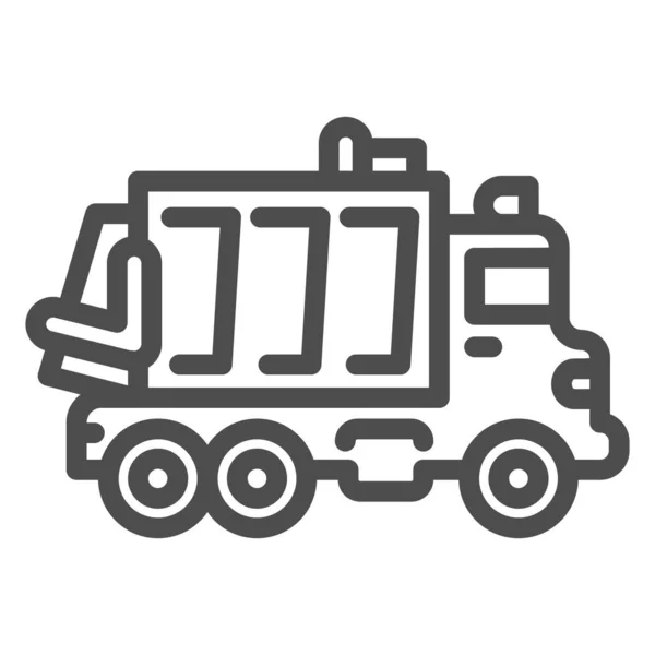 Garbage truck line icon, heavy equipment concept, Garbage machinery sign on white background, Recycle Truck icon in outline style for mobile concept and web design. Vector graphics. — Stock Vector