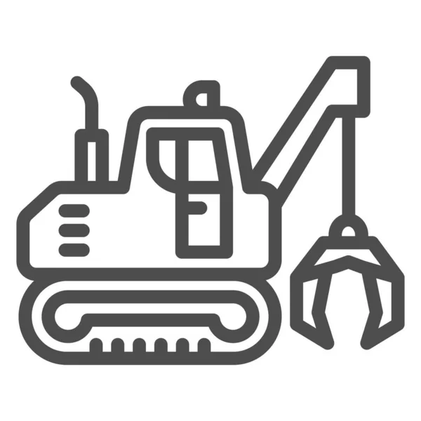 Grävmaskin med klor linje ikon, tung utrustning koncept, grävmaskin ger rörelse tecken på vit bakgrund, Bulldozer ikon i kontur stil för mobil och webbdesign. Vektorgrafik. — Stock vektor
