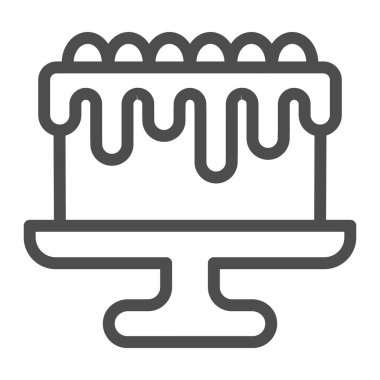 Sabit çizgi ikonunda jöleli kek, pasta konsepti, beyaz arka planda çikolata kremalı tatlı, tatil kutlaması ikonu olarak tatlı tatlı yemeği. Vektör grafikleri.