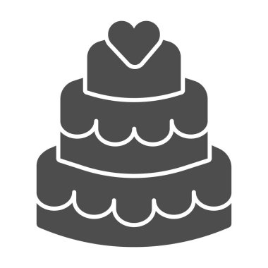 Üç katlı pasta katı ikonu, doğum günü keki konsepti beyaz arka planda tatlı tatlı tabelası mobil konsept ve web tasarımı için üç katlı kek ikonu. Vektör grafikleri.