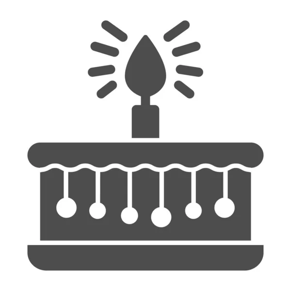 Brownie torta gyertyás szilárd ikonnal, születésnapi süti koncepció, Brownie jel fehér háttérrel, Születésnapi torta gyertyás ikonnal grafikus stílusban mobil és web design. Vektorgrafika. — Stock Vector