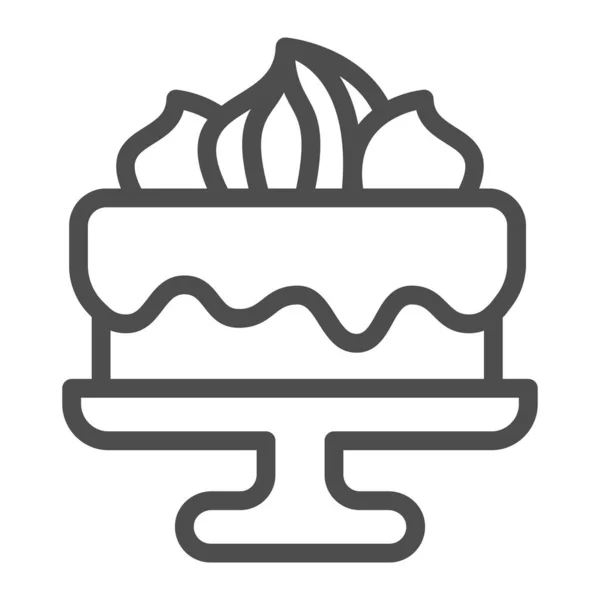 带有巧克力釉料和棉花糖线图标的蛋糕，生日纸杯蛋糕概念，白色背景上装饰有糖果标志的饼干，轮廓风格的蛋糕甜点图标。矢量图形. — 图库矢量图片