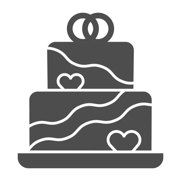 Icono sólido de pastel de crema de boda, concepto de cupcake de cumpleaños, signo de aniversario de boda pastel de dos capas sobre fondo blanco, icono de postre de boda en estilo glifo para móviles, web. Gráficos vectoriales. — Vector de stock