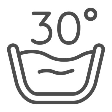 Sıcak su hattı ikonu, çamaşır konsepti, beyaz arka planda soğuk yıkama işareti, mobil tasarım için 30 derecelik zarif bir sembol. Vektör grafikleri.