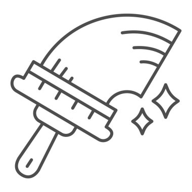 Pencereleri temizleme simgesi, temizlik hizmeti konsepti, beyaz arkaplanda temizlik pencereleri fırçası işareti, mobil tasarım için ana hatlı cam kazıyıcı simgesi, web tasarımı için araç. Vektör grafikleri.