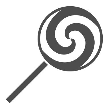 Yuvarlak şeker katı ikonu, yeni yıl konsepti, beyaz arka planda lolipop tatlı tabelası, mobil konsept ve web tasarımı için glyph tarzı Noel şekeri lolipop ikonu. Vektör grafikleri.