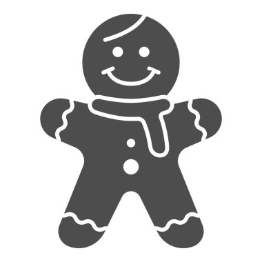 Zencefilli çörek adam katı ikonu, yeni yıl konsepti beyaz arka planda erkek işareti şeklinde tatil kurabiyesi mobil ve web tasarımı için zencefilli bisküvi ikonu. Vektör grafikleri.