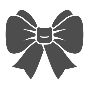 Şenlik yayı katı ikonu, yeni yıl konsepti, beyaz arka planda Noel yayı işareti, mobil konsept ve web tasarımı için sembol şeklinde şerit papyonu. Vektör grafikleri.