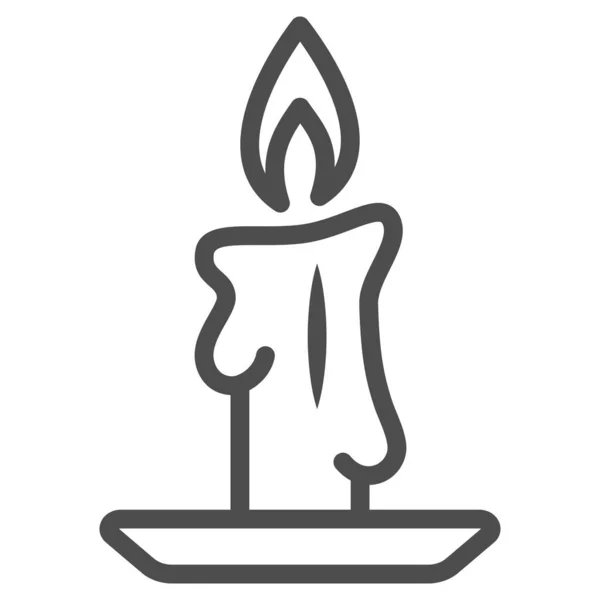 Icono de línea de vela ardiente, concepto de Año Nuevo, signo de vela sobre fondo blanco, vela ardiente en icono de candelero en estilo de esquema para el concepto móvil y el diseño web. Gráficos vectoriales. — Vector de stock