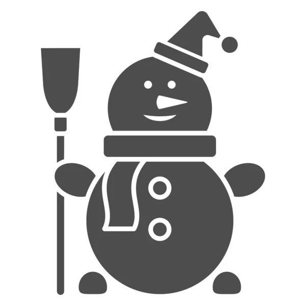 Schneemann solide Ikone, Neujahrskonzept, Schneemann Zeichen auf weißem Hintergrund, Happy Winter Schneemann mit Hut und Schal Symbol im Glyph-Stil für mobiles Konzept und Web-Design. Vektorgrafik. — Stockvektor