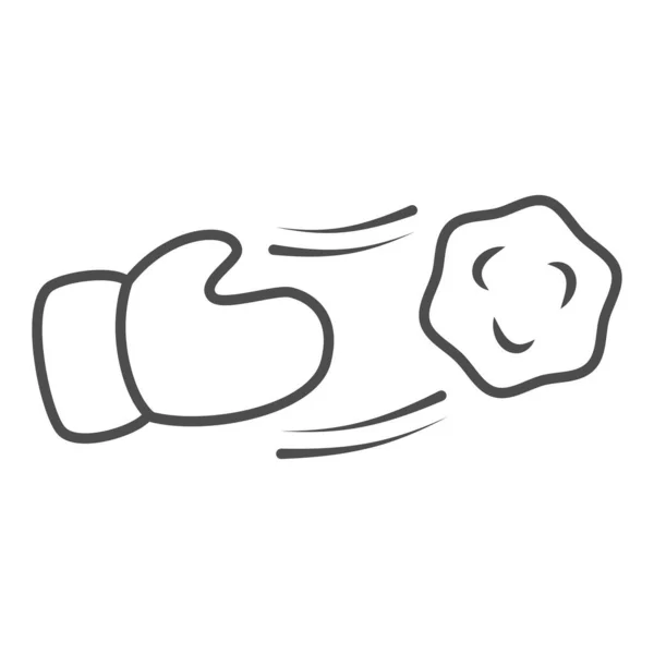Playing snowballs thin line icon, New Year concept, winter seasonal fun activity sign on white background, hand throw snowball icon in outline style for mobile and web design. Vector graphics. — Stock Illustration Playing snowballs thin line icon, New Year concept, winter seasonal fun activity sign on white background, hand throw snowball icon in outline style for mobile and web design. Vector graphics. Stock Illustration