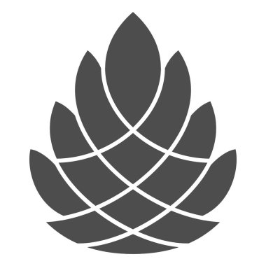 Çam kozalağı katı ikonu, yeni yıl konsepti, beyaz arka planda çam kozalağı işareti, cep telefonu konsepti ve web tasarımı için sembol şeklinde sedir konisi. Vektör grafikleri.