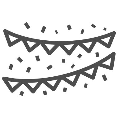 Parti dekorasyon çizgisi ikonu, Yeni Yıl konsepti, beyaz arka planda Noel dekoru tabelası, mobil konsept ve web tasarımı için ana hatlı yeni yıl çelenk ikonu. Vektör grafikleri.