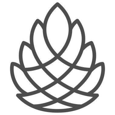 Çam kozalağı çizgi ikonu, yeni yıl konsepti, beyaz arka planda Pinecone işareti, mobil konsept ve web tasarımı için ana hatlı sedir konisi simgesi. Vektör grafikleri.