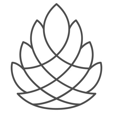 Çam kozalağı ince çizgi ikonu, yeni yıl konsepti, beyaz arka planda Pinecone işareti, cep telefonu konsepti ve web tasarımı için sedir konisi simgesi. Vektör grafikleri.