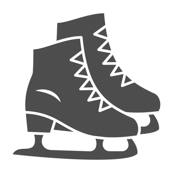 Ícone sólido de patins, conceito de Ano Novo, sinal de patinação no fundo branco, ícone de patinação no gelo em estilo glifo para conceito móvel e web design. Gráficos vetoriais. — Vetor de Stock