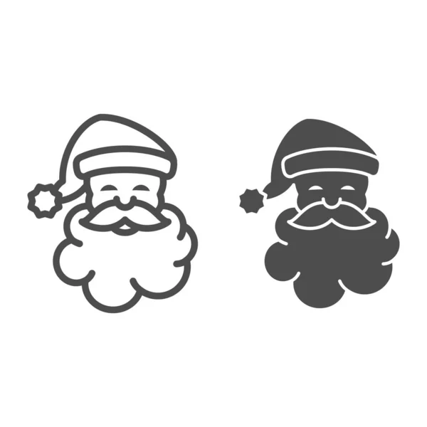 Лінія і силуетна ікона, новорічна концепція, різдвяний і новорічний символ на білому тлі, символ обличчя Санта-Клауса в контурному стилі для мобільного концепту і веб-дизайну. Векторна графіка. — стоковий вектор