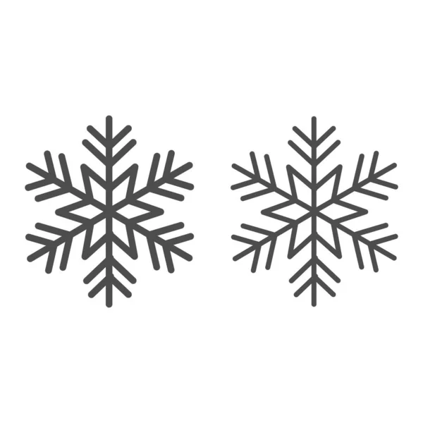 Линия Snowflake и сплошной значок, концепция Нового года, замороженный символ зимнего флага на белом фоне, значок Snowflake в стиле очертания для мобильной концепции и веб-дизайна. Векторная графика. — стоковый вектор
