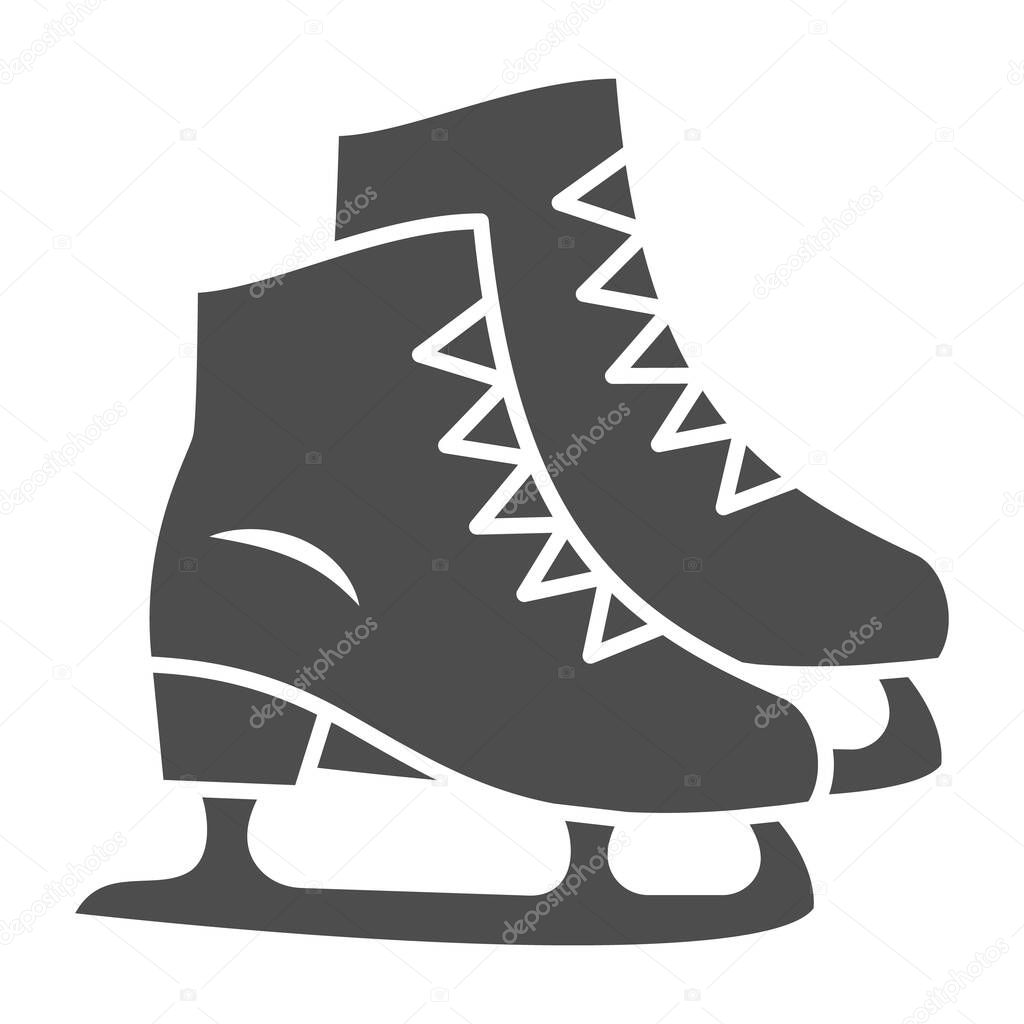 Skates solid icon, New Year concept, Skating sign on white background, ice skate icon in glyph style for mobile concept and web design. Vector graphics