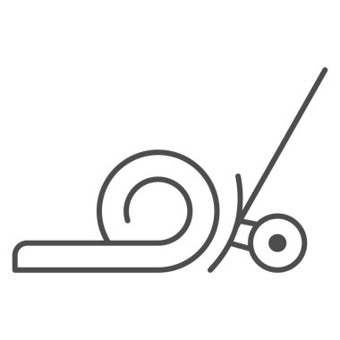 Kar temizleme makinesi, ince çizgi ikonu, Dünya Karlı Günü konsepti, beyaz arka planda kar temizleme tabelası ekipmanı, mobil ve web tasarımı için ana hatlı kar temizleme ikonu. Vektör grafikleri.