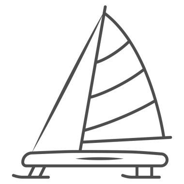 Iceboat ince çizgi ikonu, Dünya Karlı Günü konsepti, beyaz arka planda buz kırıcı işareti, mobil konsept ve web tasarımı için ana hatlı buz kırıcı ikonu. Vektör grafikleri.