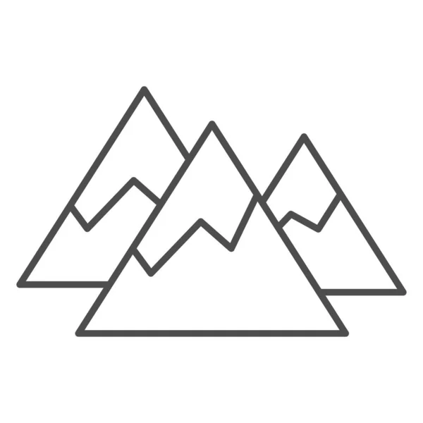 Kar çizgisi ikonuna sahip dağlar, Dünya Karlı Günü konsepti, beyaz arka planda kış dağı tabelası, mobil konsept ve web tasarımı için ana hatlı manzara ikonu. Vektör grafikleri. — Stok Vektör