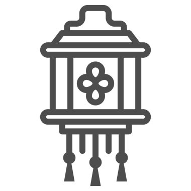 Çin fener hattı ikonu, Çin sonbahar ortası festival konsepti, beyaz arka planda desenli el feneri, Çin ikonu şeklinde fener. Vektör grafikleri.