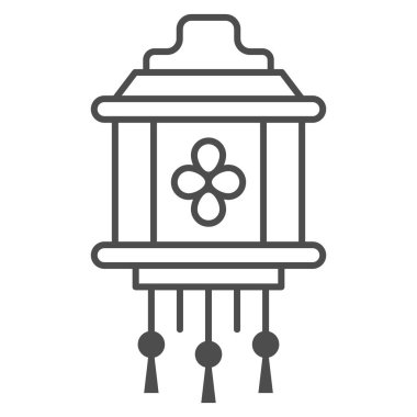 Çin feneri ince çizgi ikonu, Çin sonbahar ortası festival konsepti, beyaz arka planda desenli el feneri, Çin ikonu şeklinde fener. Vektör grafikleri.