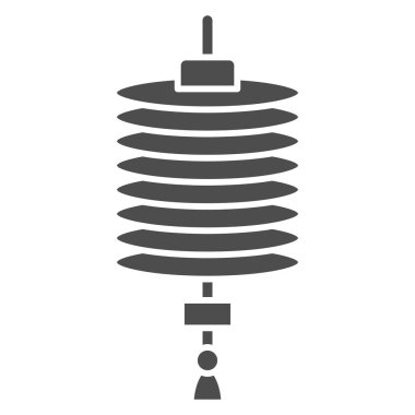 Çin feneri katı ikonu, Çin sonbahar ortası festivali konsepti, beyaz arka planda kağıt el feneri işareti, web tasarımı için glifli Çin ikonuna fener asmak. Vektör grafikleri.