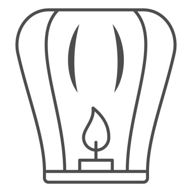 Çin feneri ince çizgi ikonu, Çin sonbahar ortası festivali konsepti, beyaz arka planda uçan el feneri işareti, Çin ikonu mumlu fener. Vektör grafikleri.