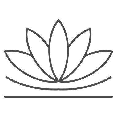 Nilüfer çiçeği ince çizgi ikonu, Çin sonbahar festivali ortasında konsept, nilüfer çiçeğinin beyaz arka planda işareti, web tasarımı için ana hatları belirlenmiş Çin ikonu çiçekleri. Vektör grafikleri.