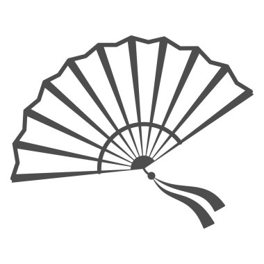 Çin fan çizgisi ikonu, Çin sonbahar ortası festivali konsepti, beyaz arka planda kurdele işareti olan geleneksel hayran sitesi web tasarımı için Çin ikonu açık vantilatör. Vektör grafikleri.