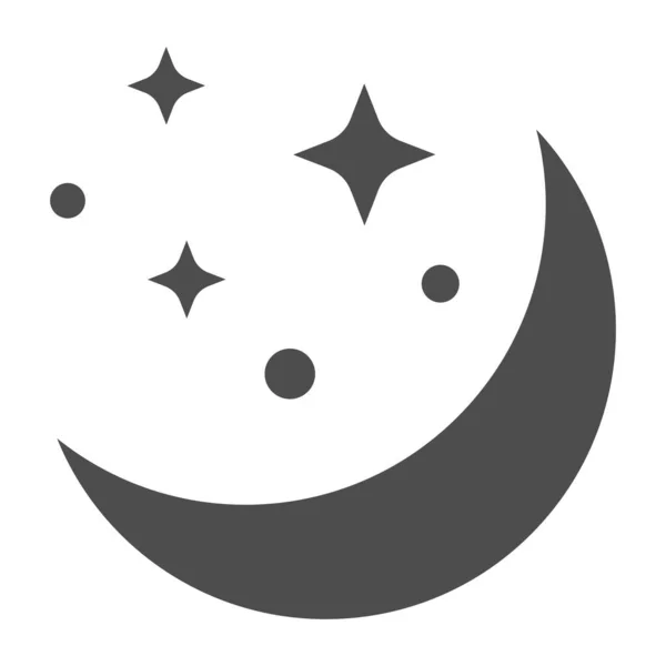 Mond und Sterne solide Ikone, Astrologie-Konzept, Nachthimmel Zeichen auf weißem Hintergrund, Mond in Sternenhimmel Symbol im Glyphen-Stil für mobiles Konzept und Web-Design. Vektorgrafik. — Stockvektor