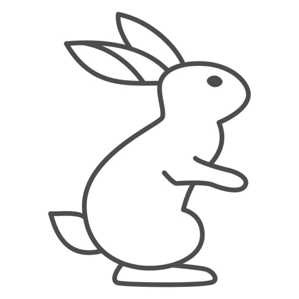 細い線のアイコン、野生動物のコンセプト、白を基調としたバックパウの上のウサギ、ウェブデザインのアウトラインスタイルで森のアイコンからかわいいウサギ。ベクトルグラフィックス. — ストックベクタ