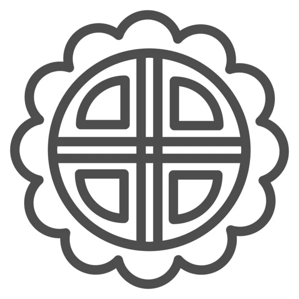 Icono de la línea de pastel de luna, concepto de festival de mediados de otoño chino, signo de pastel de luna sobre fondo blanco, pastel en forma de flor de icono de china en el estilo de esquema para el diseño web. Gráficos vectoriales. — Archivo Imágenes Vectoriales