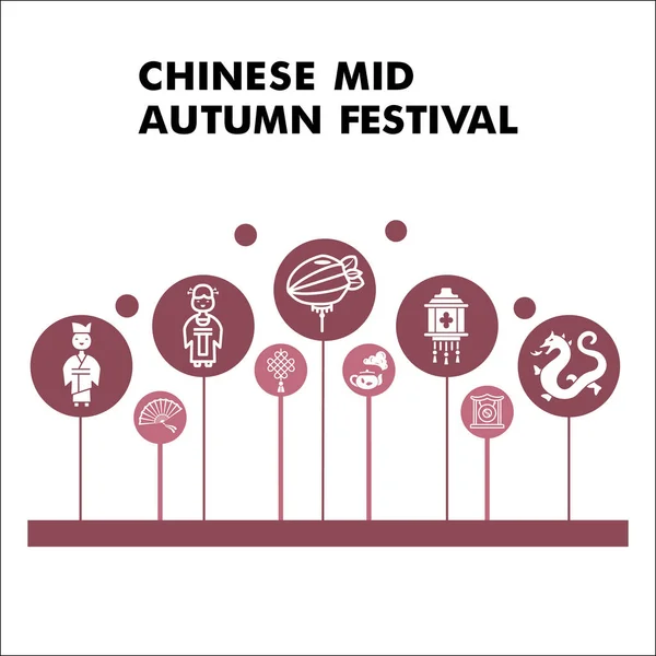 Modèle de conception infographique de festival de mi-automne chinois. Fête en Chine infographie visualisation sur fond blanc. Modèle de célébration de la lune. Illustration vectorielle créative pour infographie. — Image vectorielle