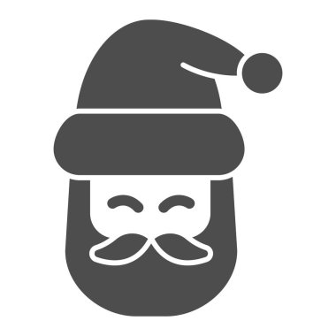 Noel Baba 'nın baş simgesi, Noel ve Yeni Yıl konsepti, beyaz arka planda sakalı ve şapkası olan şenlikli karakter, web tasarımı için sembol şeklinde sihirbaz ikonu. Vektör grafikleri.