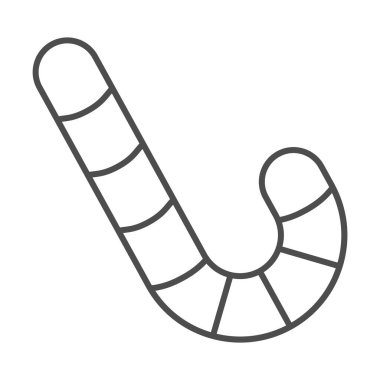 Şeker kamışı ince çizgi ikonu, Noel ve yeni yıl konsepti, beyaz arka planda tatil tatlı tabelası, çizgili lolipop ikonu mobil konsept ve web tasarımı için tasarım tarzı. Vektör grafikleri.