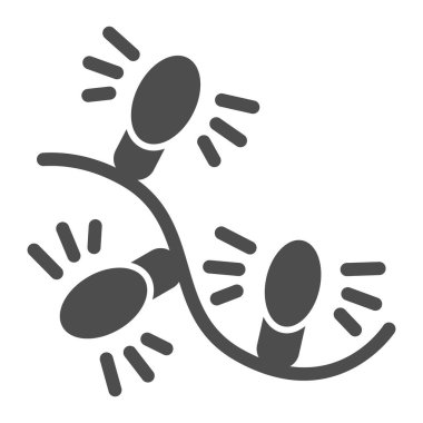 Noel sicim ışıkları katı ikon, yeni yıl konsepti, beyaz arka planda çelenk tabelası, mobil konsept ve web tasarımı için glyph tarzı tatil dekorasyon ikonu. Vektör grafikleri.