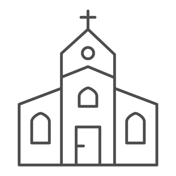 Ícone de linha fina da igreja, conceito de Natal, sinal de templo religioso no fundo branco, casa do ícone de deus no estilo de esboço para o conceito móvel e web design. Gráficos vetoriais. — Vetor de Stock