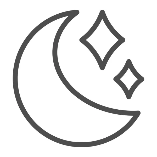 Icono de línea de luna y estrellas, concepto de astronomía, signo de cielo nocturno sobre fondo blanco, icono de cielo estrellado de luna en estilo de esquema para concepto móvil y diseño web. Gráficos vectoriales. — Vector de stock