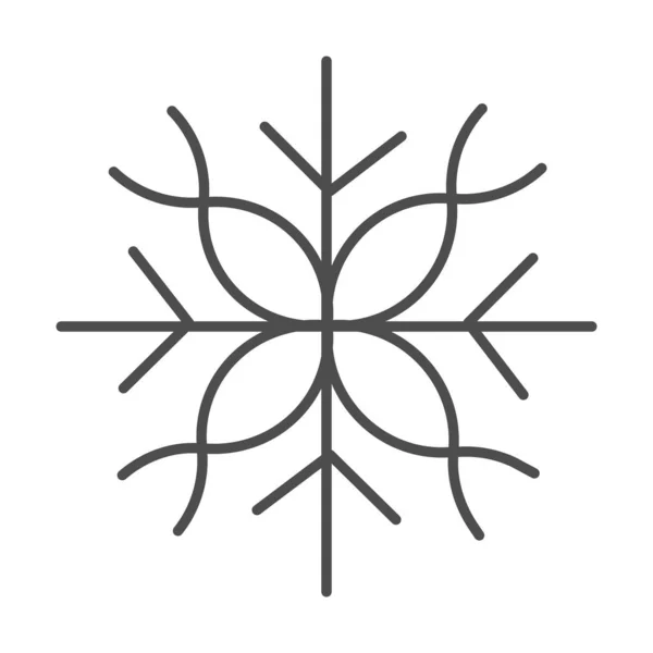 Icono de línea delgada de copo de nieve, concepto de Navidad y Año Nuevo, escamas de signo de nieve sobre fondo blanco, icono de precipitación de invierno en estilo de esquema para el concepto móvil y el diseño web. Gráficos vectoriales. — Vector de stock