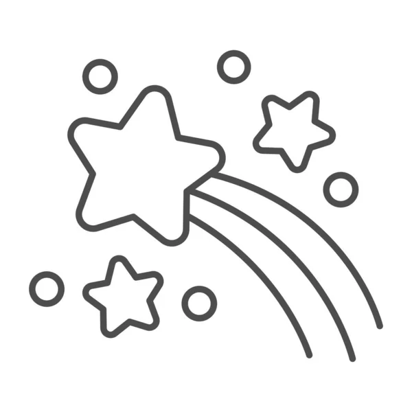 Fotografering stjärna tunn linje ikon, astronomi och magi, önska fallande stjärna tecken på vit bakgrund, flyger glänsande stjärnor ikon i kontur stil för mobila koncept. Vektorgrafik. — Stock vektor