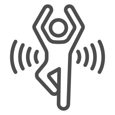 Spor çizgisi ikonu yapan adam, sağlıklı yaşam tarzı konsepti, beyaz arka planda uyuşturucu işareti olmayan hayat, mobil konsept için insan sağlığı enerji ikonu, web tasarımı. Vektör grafikleri.