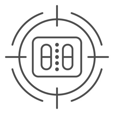 Silah doğrultulan uyuşturucu, bağımlılık konsepti olmayan hayat, beyaz arka planda uyuşturucu karşıtı tabela, mobil konsept için ana hatlarda uyuşturucu yasağı ikonu. Vektör grafikleri.