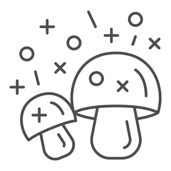 Halucinogenní houba tenká čára ikona, koncept omamných látek, psychedelické houby znamení na bílém pozadí, magická houba ikona ve stylu obrysu pro web design. Vektorová grafika. — Stockový vektor