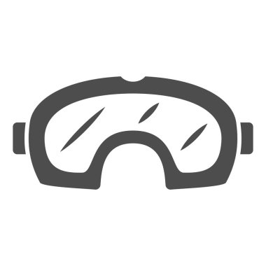 Kayak gözlükleri sağlam bir ikon, kış sporu konsepti, beyaz arka planda kayak gözlüğü tabelası, mobil konsept ve web tasarımı için klasik snowboard gözlüğü simgesi. Vektör grafikleri.